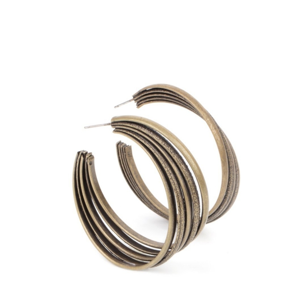 Paparazzi Gold Open Hoop Earrings Modern Design In Sync 2" Diameter Fashion